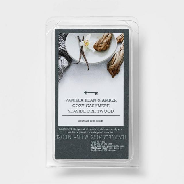 12ct Cozy Vanilla, Amber Cashmere and Seaside Driftwood Wax Melt - Threshold™