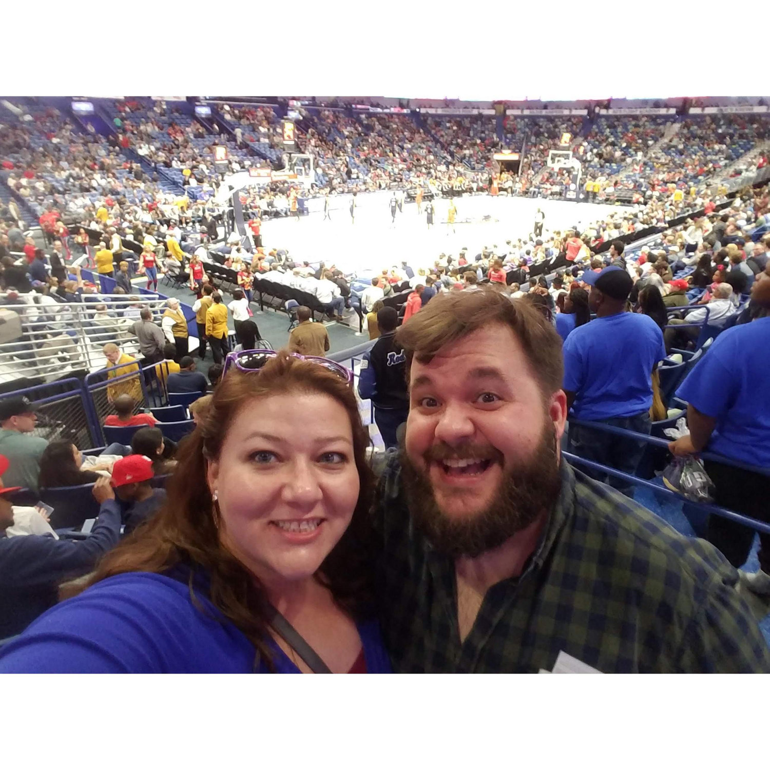 At a NOLA Pelicans VS Raptors Basketball game