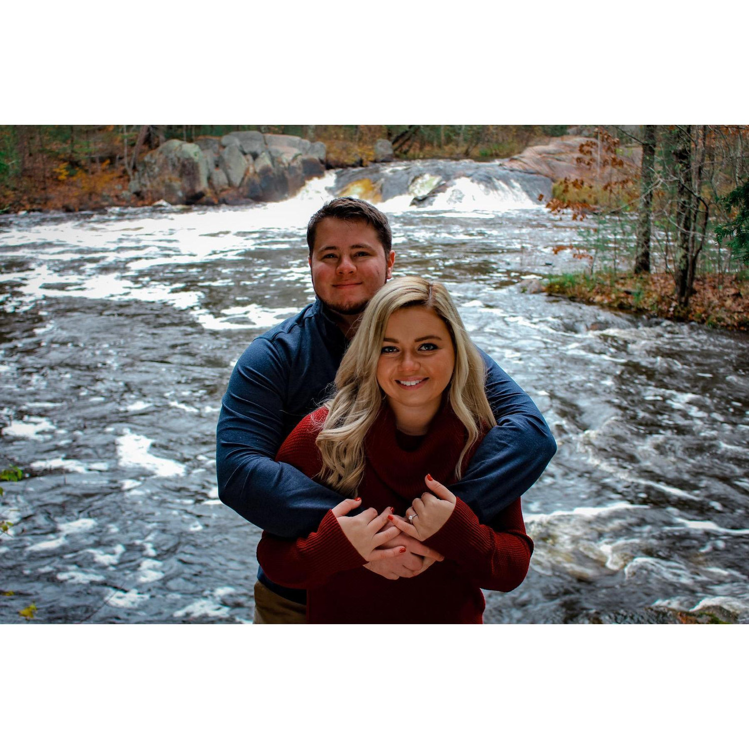 Engagement photos at Dave's Falls in Wisconsin.