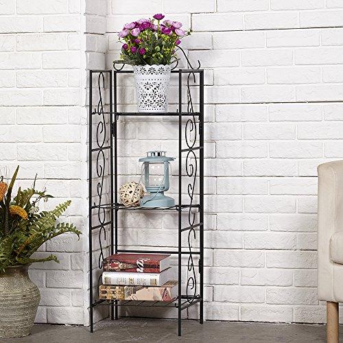 AMAGABELI GARDEN & HOME Versatile 3 Tier Standing Wire Shelf Shelving Unit Bakers Rack Metal Rustproof Organizer Corner Planter Stand Storage Shelves Indoor Outdoor Plant Rack Bookcase Black