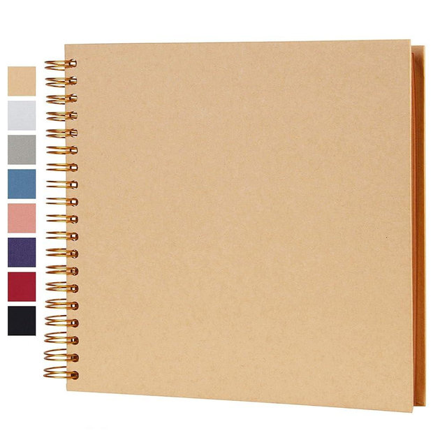 potricher 10 x 10 Inch DIY Scrapbook Photo Album Hardcover Kraft Blank Yellow Page Wedding and Anniversary Family Photo Album (Yellow, 10 Inch)