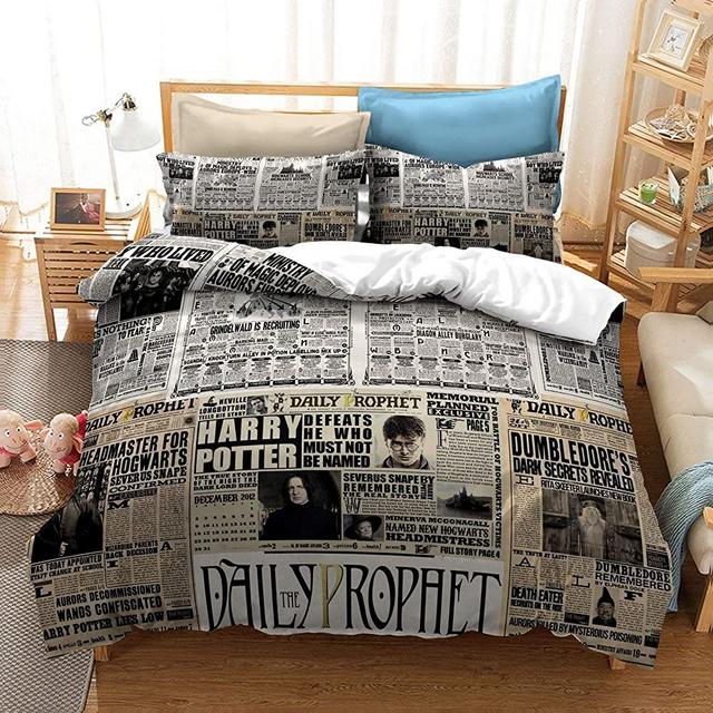 Bedding Duvet Cover Harry Potters Lightweight Decorative Modern Style Microfiber, Soft Microfiber Bedding Set, 1 Duvet Cover&2 Pillow Cases, No Comforter