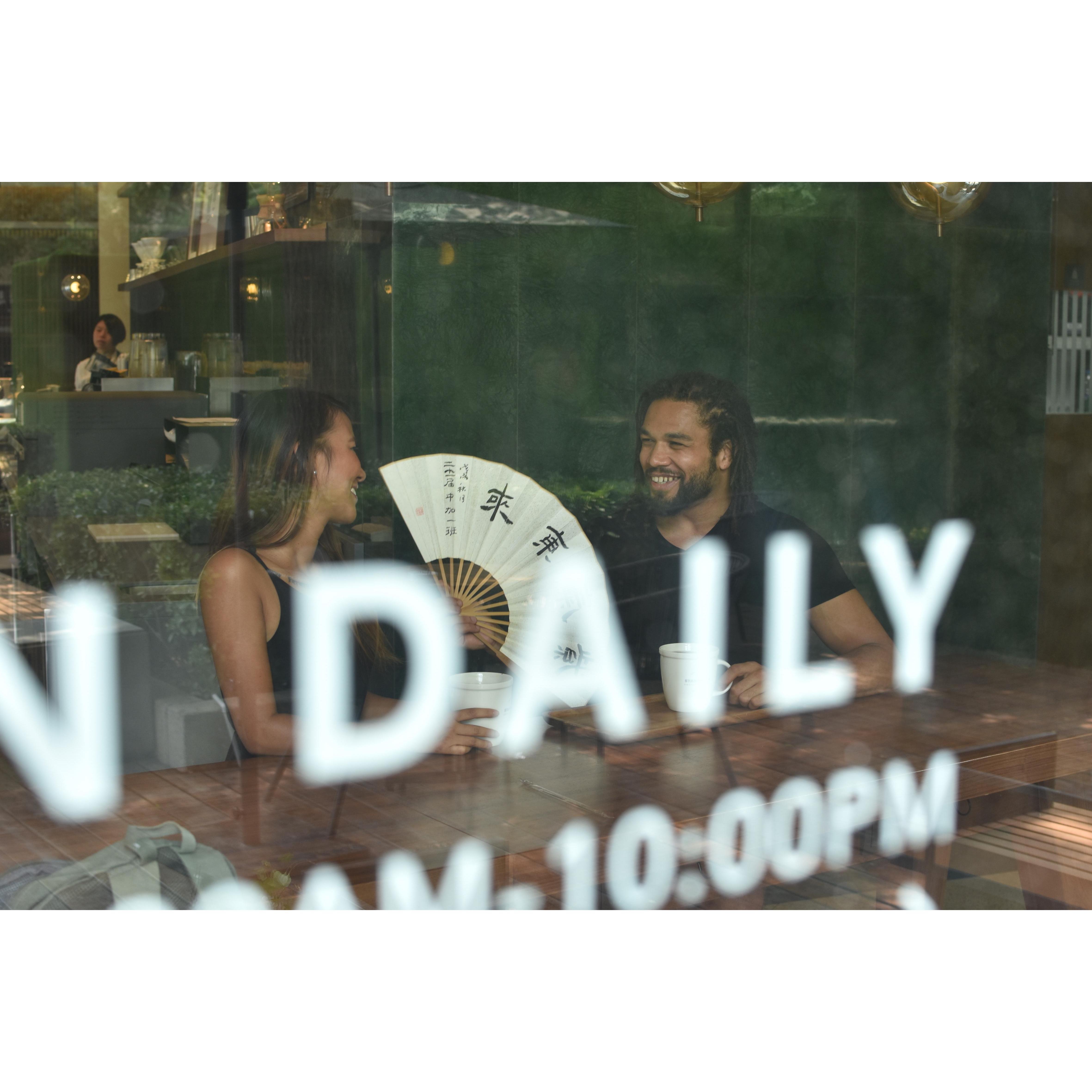 We love to sit, talk & enjoy a hot cup of Americano from this coffee shop right across our community gate.
