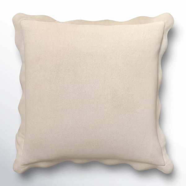 Evie Linen Powder White Scalloped Square Pillow