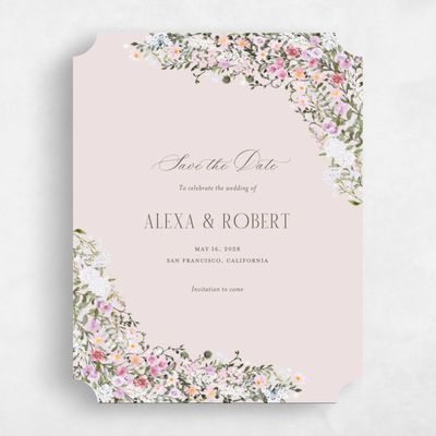 Pink Ticket Wedding Save the Date - Garden Gate Portrait