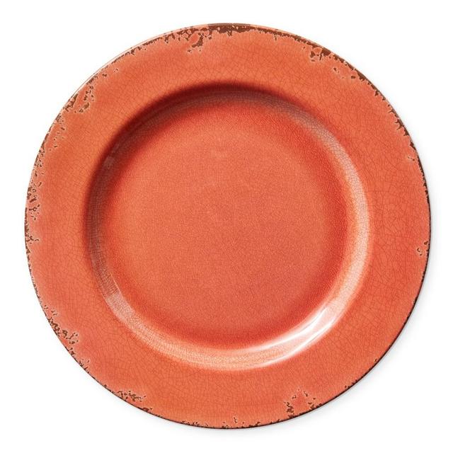 Rustic Outdoor Melamine Dinner Plates, Set of 4, Coral