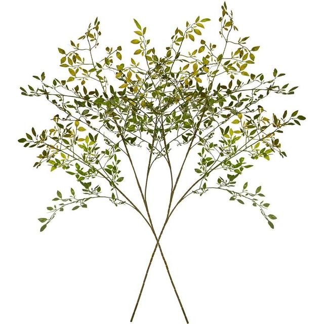 Ttranewsoo 2Pcs Artificial Greenery Stems, 43.6" Nandina Branches Tall Faux Plant Stems for Vase, Greenery Decor Stems Leaves Bunches for Shop Garden Office Home Décor