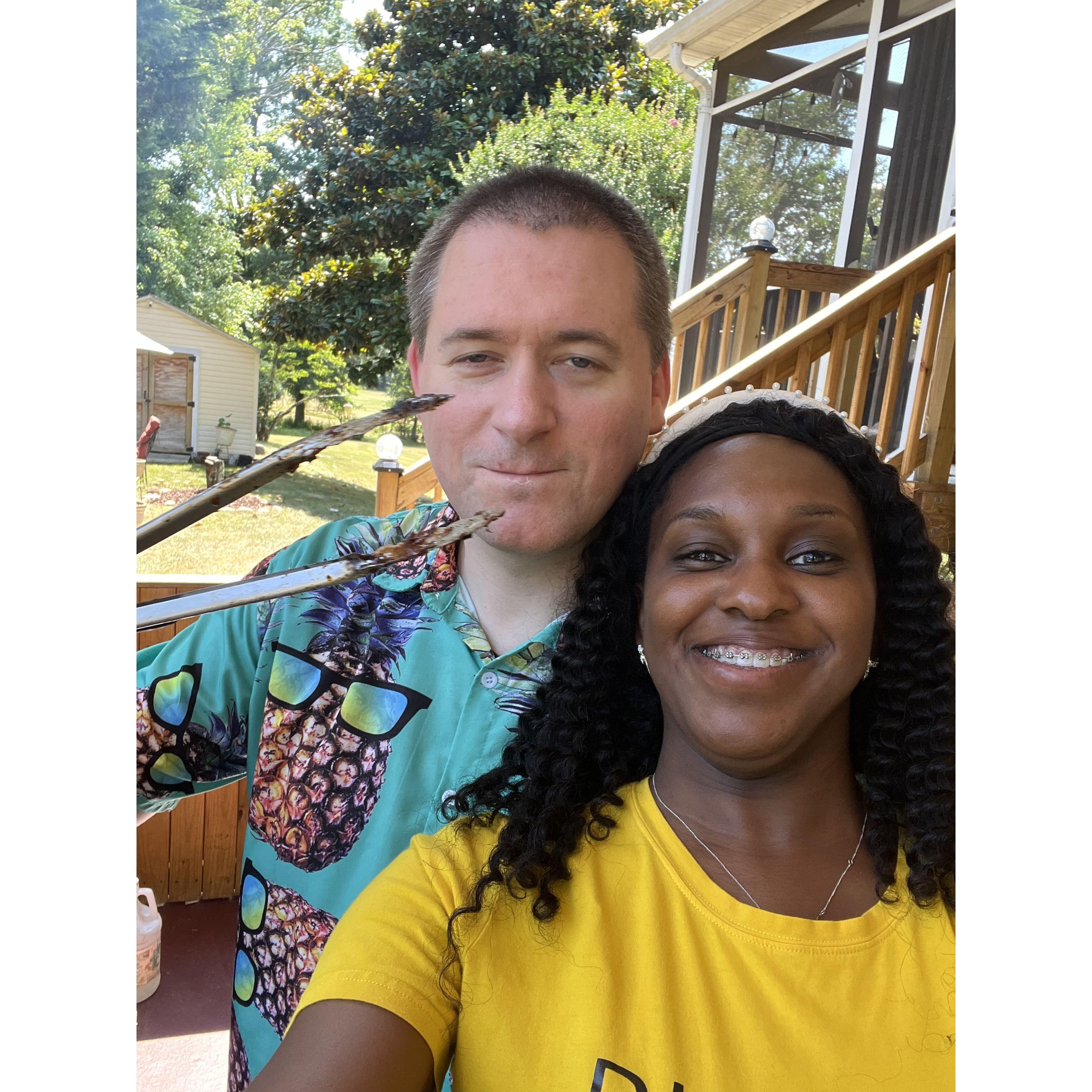 Dennis and Michelle love to cook together. It's still a question of who is the better cook, but for now, Michelle will let Dennis cook pancakes.