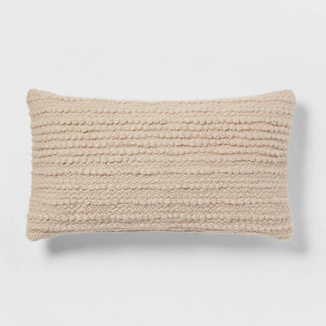 Oversized Textured Solid Lumbar Throw Pillow Neutral - Threshold™