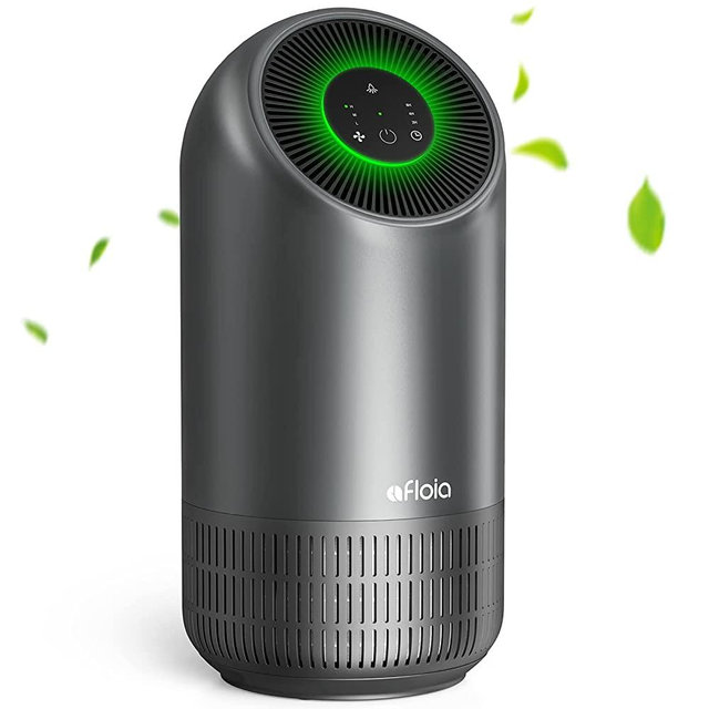 Air Purifier For Home| H13 True Hepa Filter 24dB Quiet 220 ft² 3-Stage Filtration Air Purifies Whisper | Air Cleaner Remove 99.99% Pet Odors Dust Pollen Smoke Household Mold | Optional Night Light (Silver Grey air purifier)