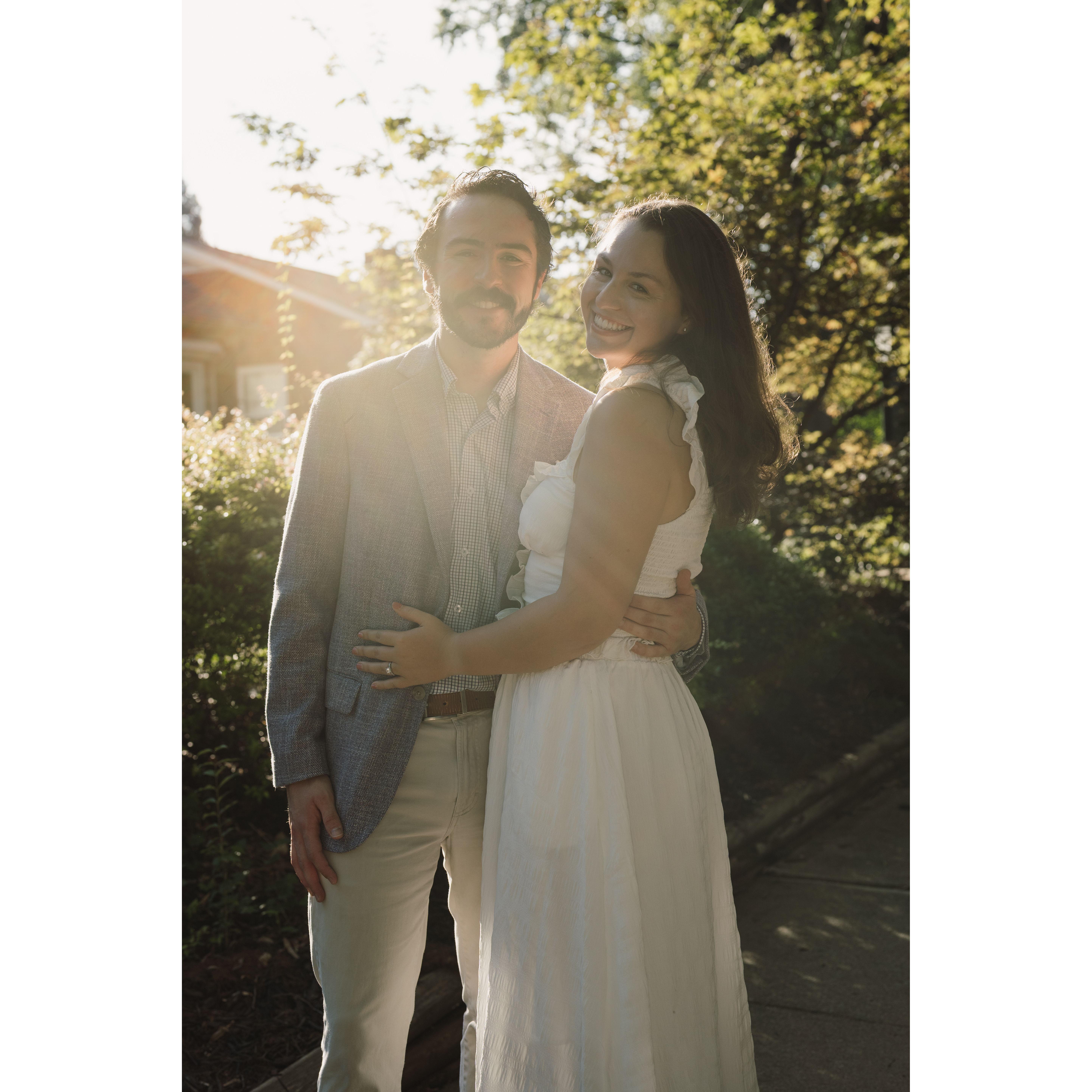 K+S took their engagement photos at a local park right down the street from their townhouse.