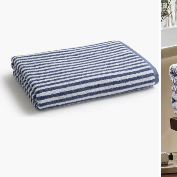 CHRISTY Portobello Stripe Coastal Inspired Hand Towels - Chalk Blue