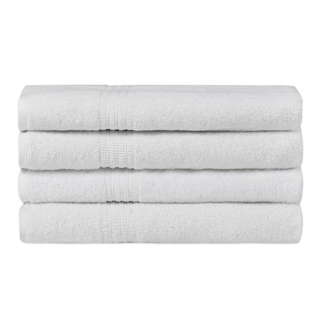 HOMELOVER 4 Piece Luxury Bath Towel Set - 100% Organic Cotton, 500 GSM, Hotel Quality, Highly Absorbent, Soft & Quick Drying Bathroom Towels for Showering, Washing & Guests (Snow White)