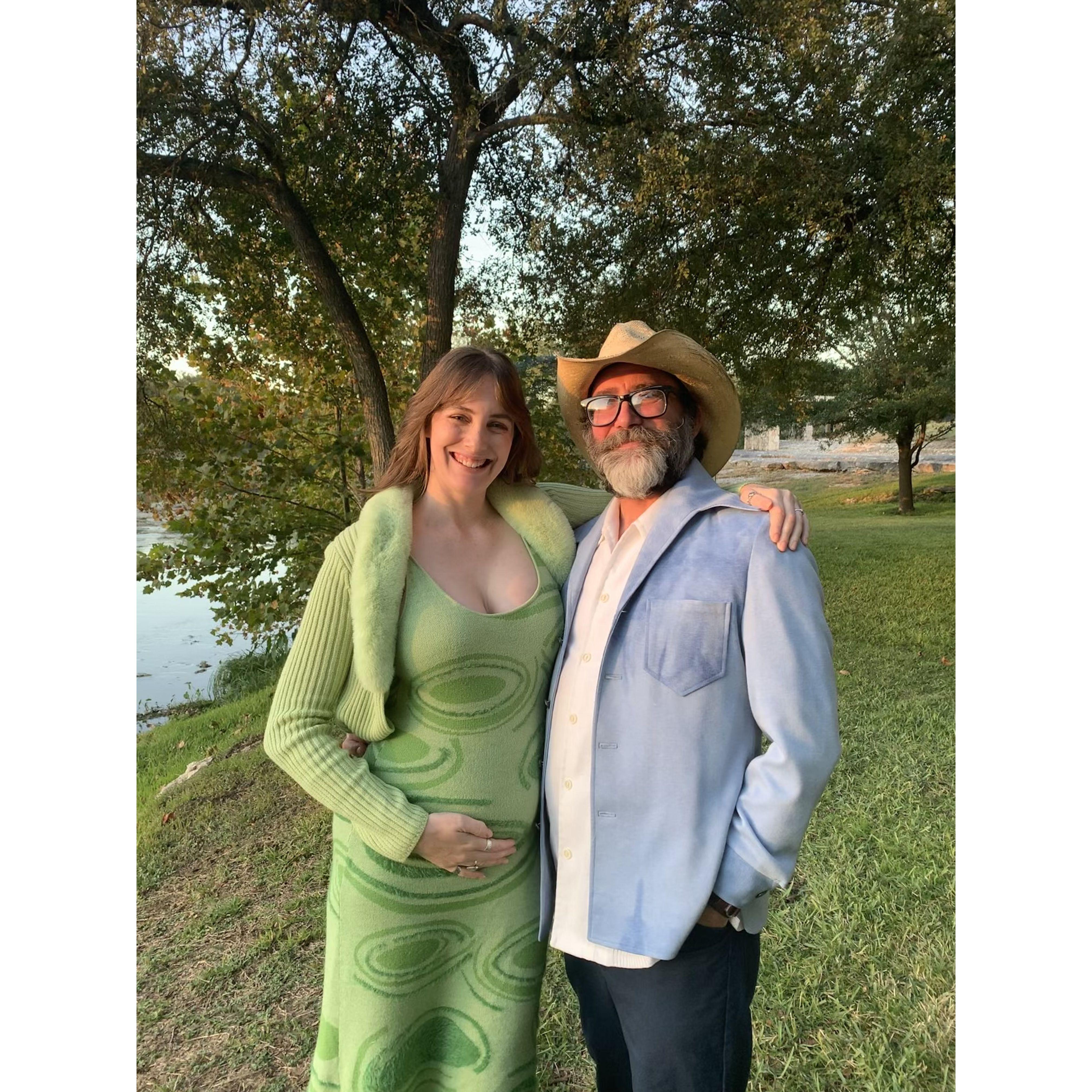 At Jack’s mom’s wedding — the day we broke the news to the whole family! October 2022