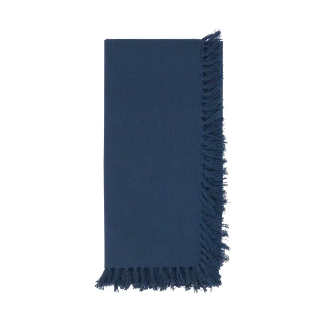 Saro Lifestyle Fringed Design Napkin, 20" Square , Navy Blue, 20" x 20"