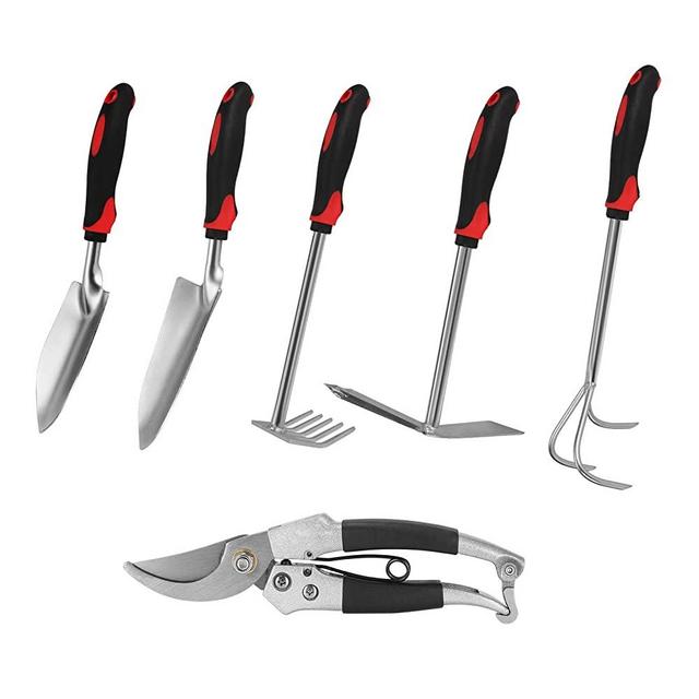 Maysion Garden tools set, 6 PCS Cast-iron Heavy Duty Gardening tools, with Non-Slip Rubber Handle Hand, Durable and Delicate Gardening Gifts