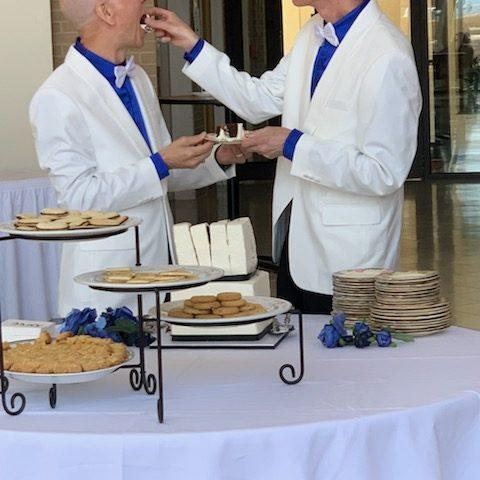 Stephen getting a piece of cake