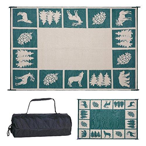 Reversible Mats 6-Feet x 9-Feet Outdoor Patio RV Camping Hunter Mat (Green/Beige)