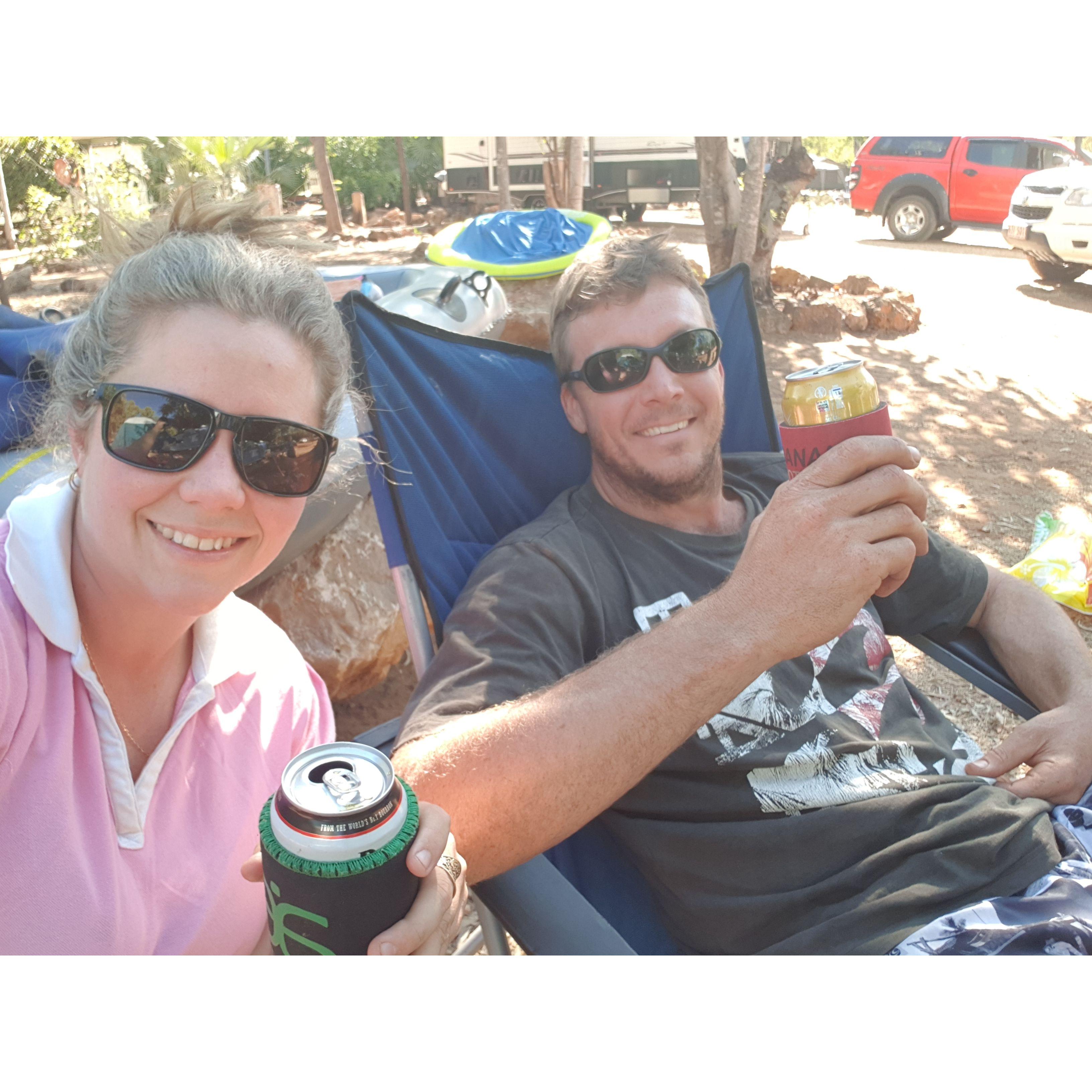 Cheers to many more camping trips. Snapped at Mataranka Hot Springs