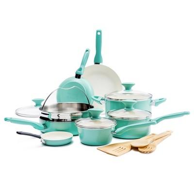 GreenPan Rio 16pc Cookware Set Turquoise