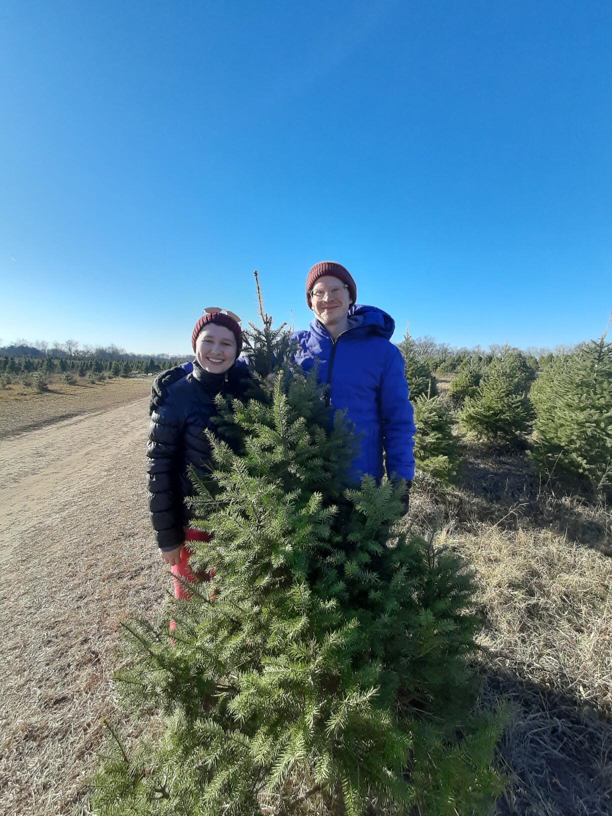 Picking out our first Christmas tree together.