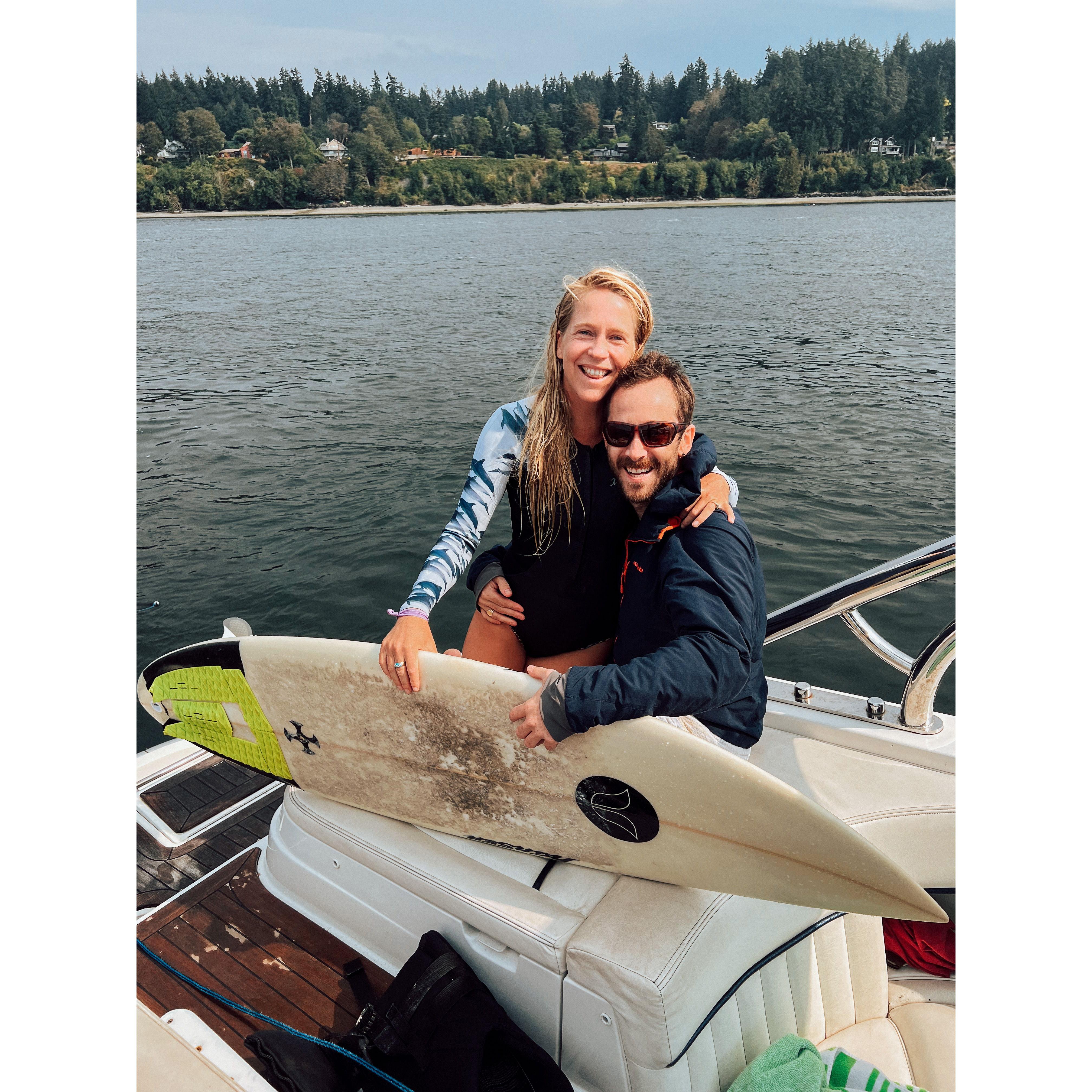 Starting our life together in WA with a wake surf :)
