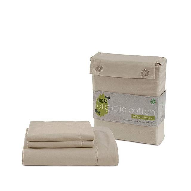100% Organic Cotton Linen King-Sheets Set, 4-Piece Pure Organic Cotton Long Staple Percale Weave Ultra Soft Best Bedding Sheets for Bed, Breathable, GOTS Certified, Fits Mattress Upto 15" Deep