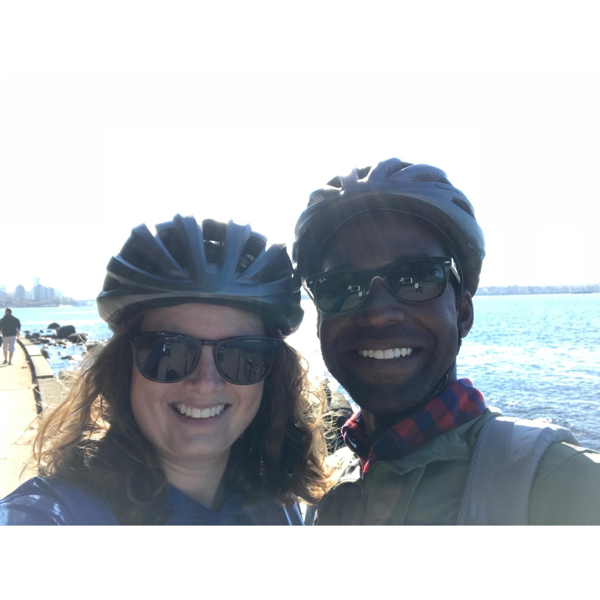 Biking the Seawall in Vancouver last fall.