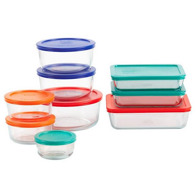 Pyrex® Simply Store, Glass Storage Container, Multi Color, 18 Piece