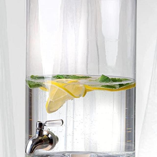 Barski Glass - Beverage Dispenser Cold Drink Dispencer Iced Server -2 Gallon 7.5 Liter (256 Fl. Oz. ) with Stainless Steel Spigot Knob by Made in Europe, Clear