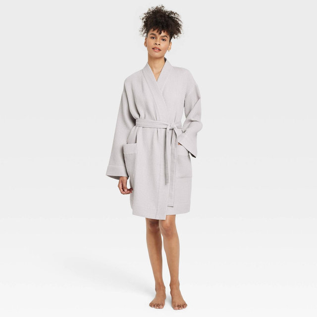 Women's Waffle Robe - Auden™ Light Gray M/L