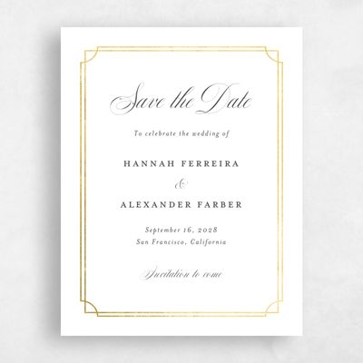 White Wedding Save the Date - Vernazza Portrait Foil
