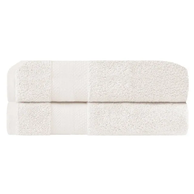 Luxury Cotton Heavyweight Solid Plush 2-Piece Bath Sheets Set, Ivory - Blue Nile Mills