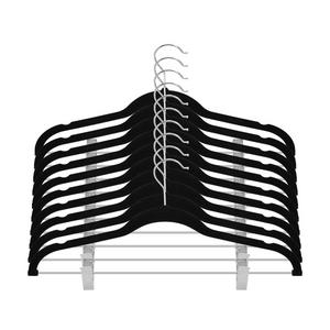 OIKA Premium Velvet Clothes Hangers with Clips for Pant or Non Slip Skirt Hanger-360 Degree Swivel Hook-20 Pack (Black)