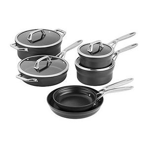 Cravings by Chrissy Teigen 10 Piece Hard Anodized Aluminum Nonstick  Cookware Set in Grey