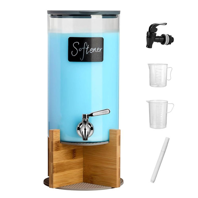 Spreccio Glass Laundry Detergent Dispenser with Holder,1.1 Gallon Laundry Liquid Dispensers with Stainless-Steel Tap,Large Glass Fabric Softener Containers with Stand for Laundry Room Organization