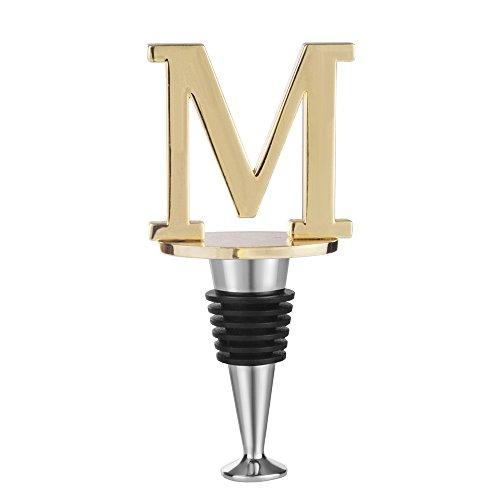 Wine and Beverage Bottle Stopper With Gold Finish (Letter M)