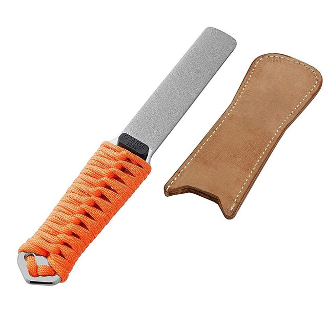 SHARPAL 181N Dual-Grit Diamond Sharpening Stone File with Leather Strop, Tool Sharpener for Sharpening Knife, Axe, Hatchet, Lawn Mower Blade, Garden Shears, Chisels, Spade, Drills and All Blade Edge
