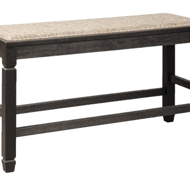 Signature Design by Ashley Tyler Creek Urban Farmhouse Counter Height Upholstered Dining Bench, Almost Black