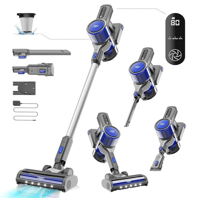 Cordless Vacuum Cleaners for Home | 400W Powerful Stick Vacuum | Long Runtime Detachable Battery | LED Display | Deep Clean for Pet Hair Hard Floor Carpet