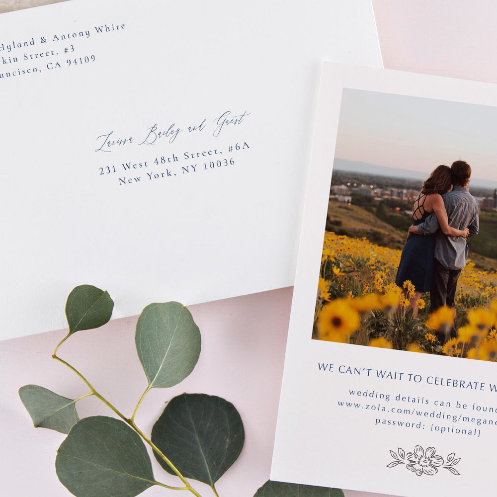 Pasqual Portrait | Dusty Cobalt | Zola Wedding Invitations