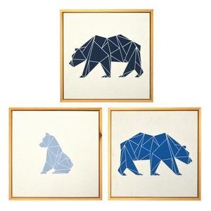 Framed Wall Canvas Bears 3pk (10.25"x10.25") - Cloud Island™ Natural/Blue
