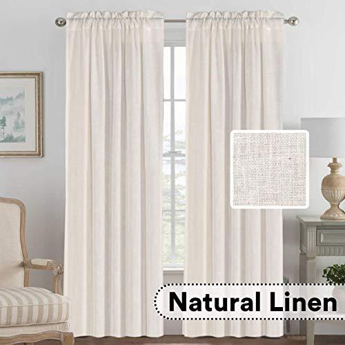 H.VERSAILTEX Linen Curtains Light Filtering Privacy Protecting Panels Premium Soft Rich Material Drapes with Rod Pocket, 2-Pack, 52 Wide x 96 inch Long, Natural