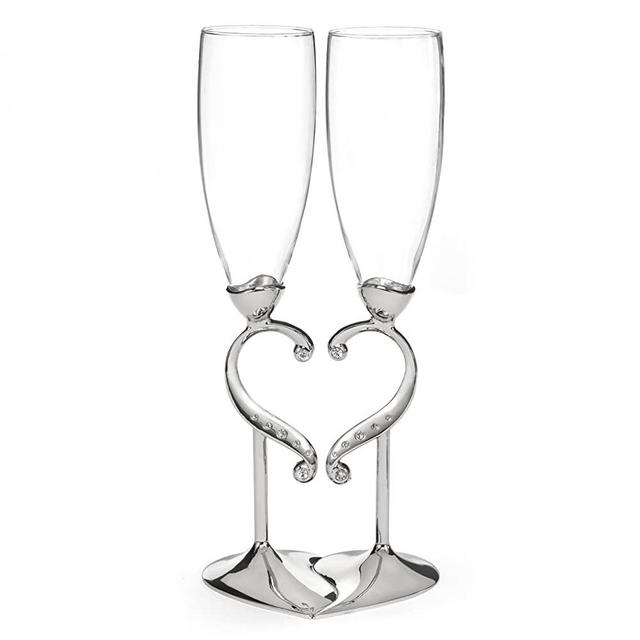 Hortense B. Hewitt Linked Love Champagne Toasting Flutes, 10.5-Inches Tall