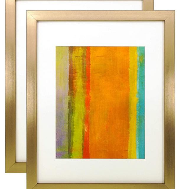 ONURI - European Design Gold Frame - (2-Pack) - 11x14 Gold Picture Frame with Mat for 8x10 Picture