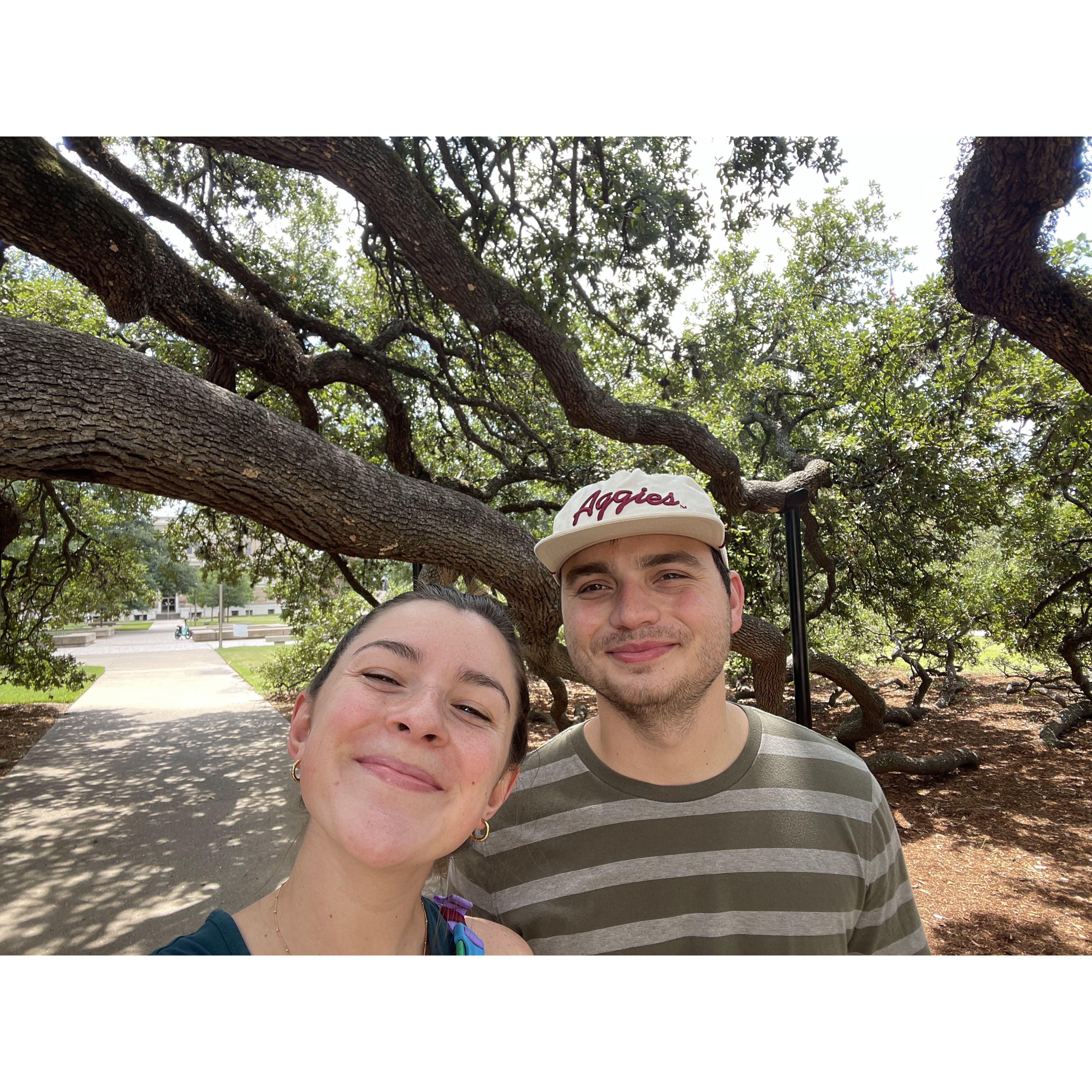Our first walk under the Century Tree at Texas A&M