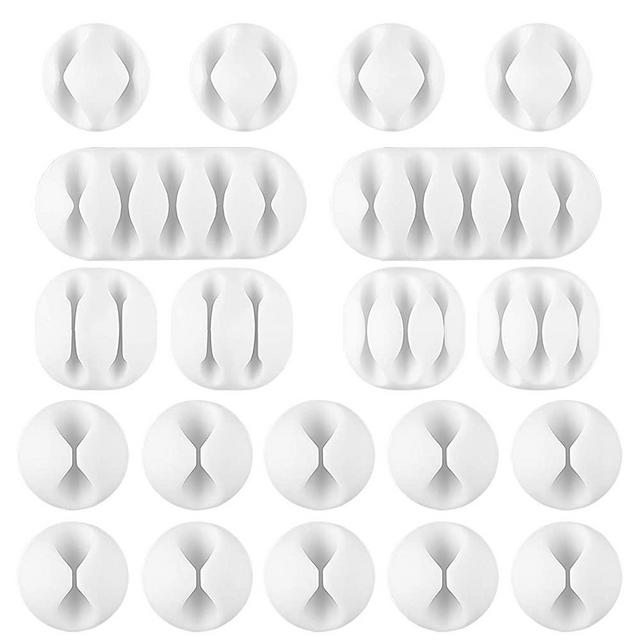 AUSTOR 20 Pieces Cable Clips White Cable Holders Adhesive Desk Cable Organizer Silicone Wire Holder Cable Management for Cable, Cord and Wire