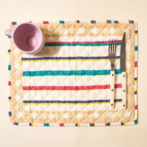 Table Quilted Placemat - Cream and Stripe