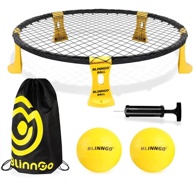 Roundnet Game Set with Balls and Patented Net, Lawn, Beach, Backyard Outdoor Game for Adults and Family