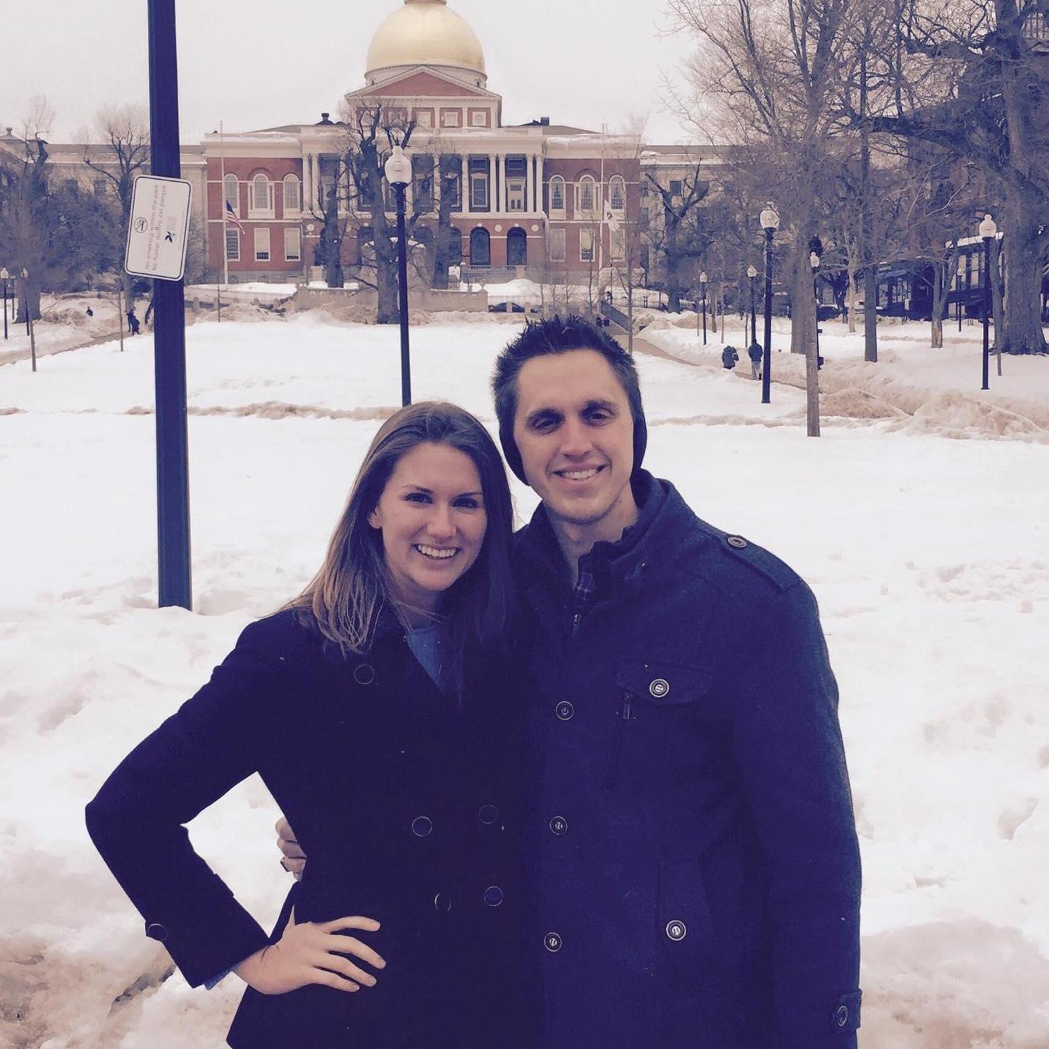 Boston in winter, outside MIT